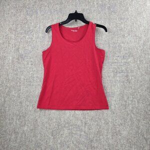 Amber Sun Womens Sleeveless Tank Top Red Size S Cotton Blend Stretch Slim Fit